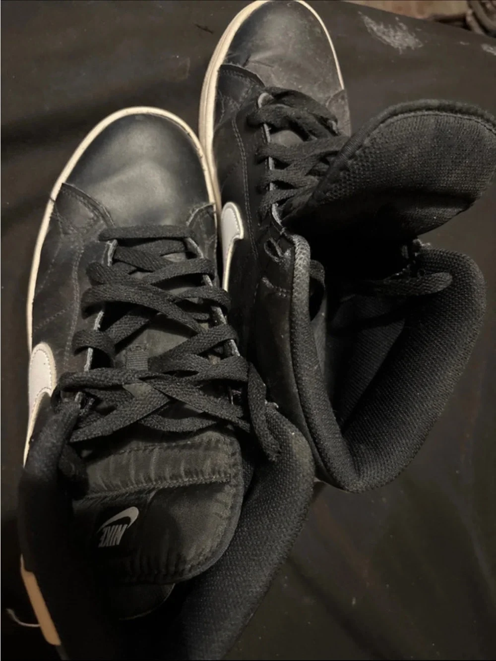 Nike Kids Black High-Top Sneakers with White Swoosh